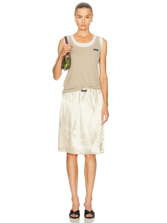 トップス FW1998 MIU MIU FRINGE CAMISOLE Miu Miu Strapless Top in Bianco | FWRD