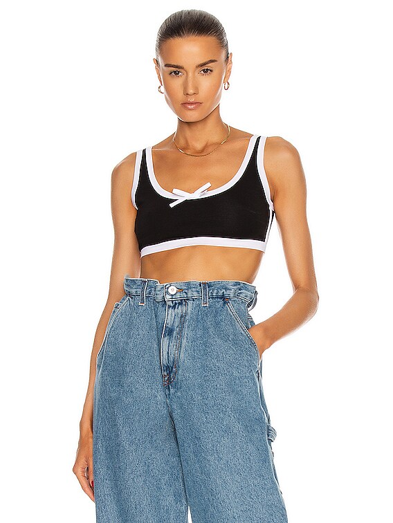 Miu Miu Stretch Jersey Crop Cami in Nero | FWRD