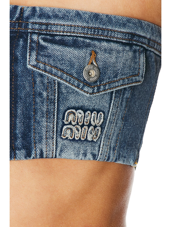 Miu Miu Denim Top in Blue in Bleu | FWRD