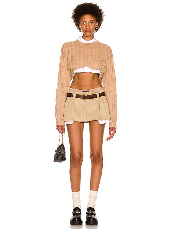 Miu Miu Crop Poplin Shirt in Bianco | FWRD
