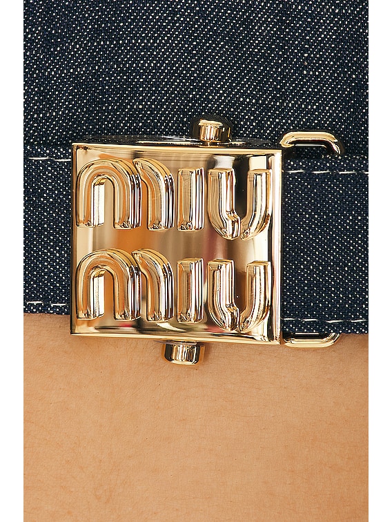 Miu Miu Cropped Denim Top in Blu | FWRD