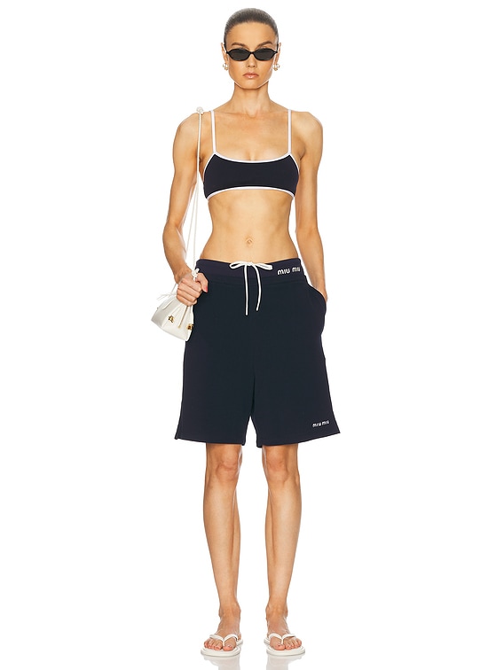 Miu Miu Bikini Top in Blue & Bianco | FWRD