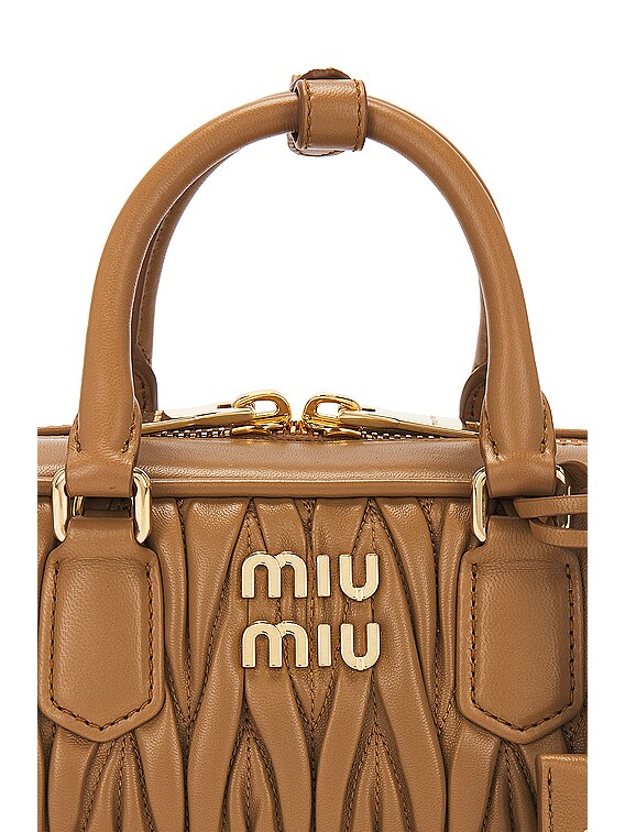 Miu Miu Arcadie Top Handle Bag in Caramel | FWRD