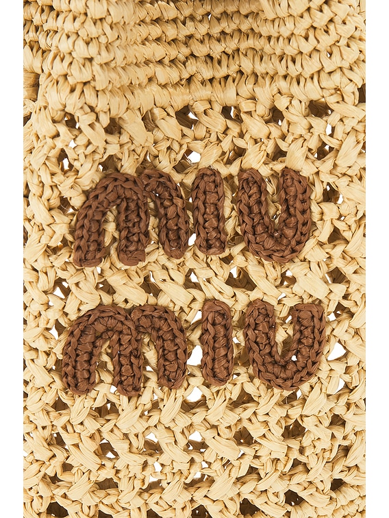 Miu Miu Crochet Contenitori Bucket Bag in Naturale & Cognac | FWRD