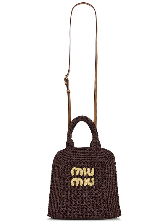 Miu Miu Rete Crochet Bag in Cacao & Natural | FWRD