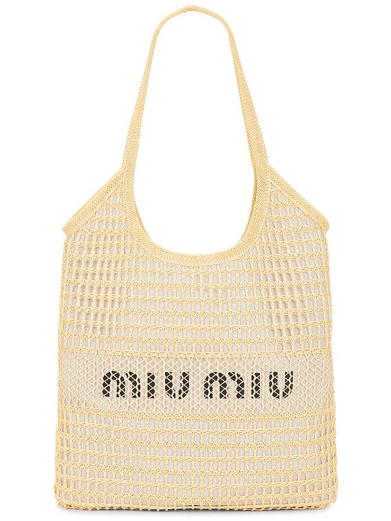 トートバッグ MIU MIU IVY RAFIA TOTE Miu Miu Ivy Tote Bag in Natural | FWRD