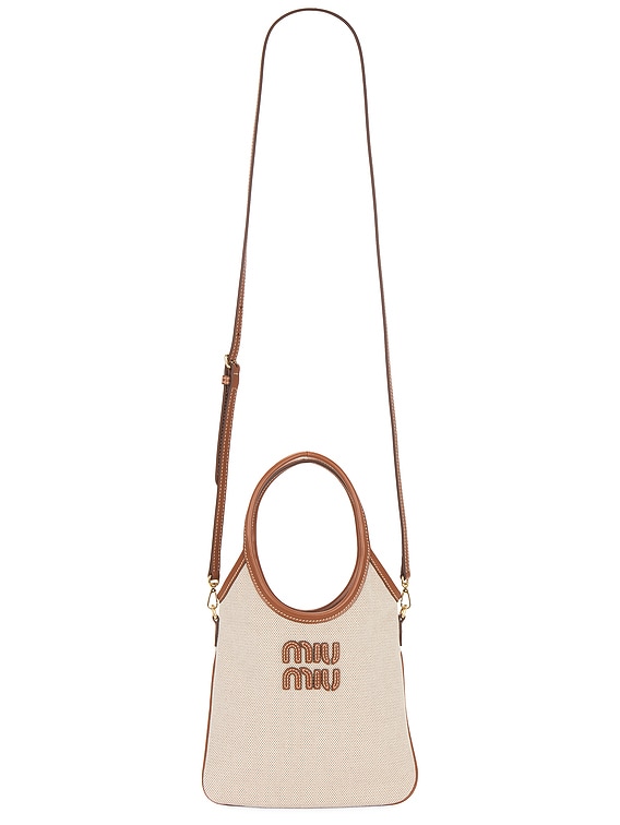 ★2025SS 超新作 ★MIU MIU★ Ivy Tote Bag Natural Brandy Miu Miu Ivy Tote Bag in Natural & Brandy | FWRD