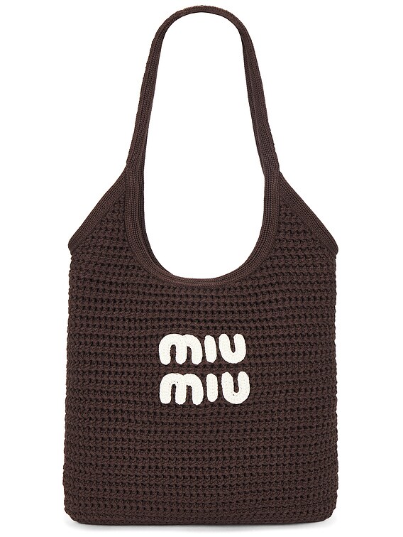 MIU MIU バッグ Miu Miu Ivy Crochet Rete Bag in Cacao & Talco | FWRD