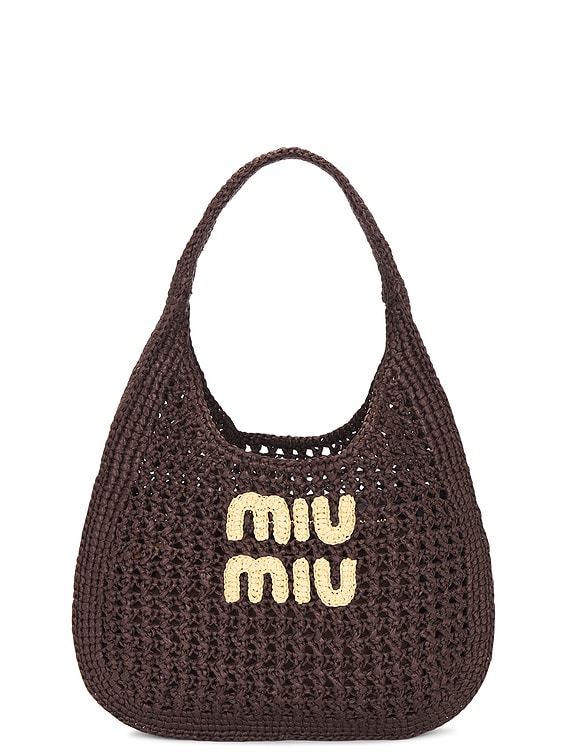 Miu Miu Crochet Rete Hobo Bag in Cacao & Naturale | FWRD