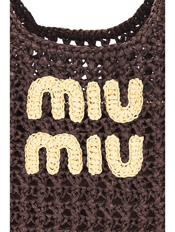 Miu Miu Crochet Rete Hobo Bag in Cacao & Naturale | FWRD