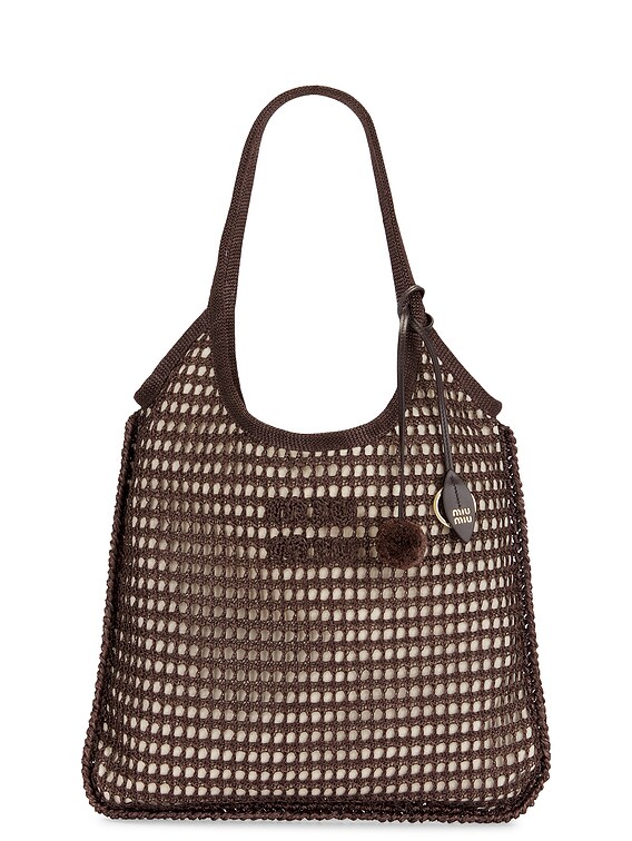 Miu Miu Rete Crochet Tote Bag in Cacao | FWRD