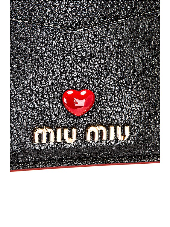 Miu Miu Madras Love Card Case in Nero | FWRD