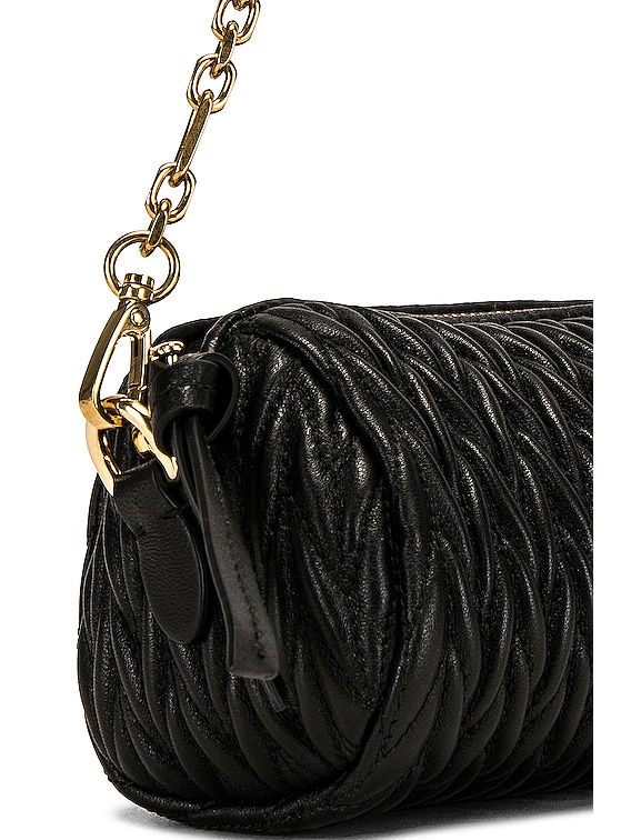 Miu Miu Matelasse Round Shoulder Bag in Nero | FWRD