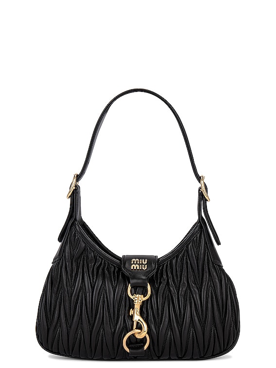 Women's Vintage Effect Leather Small 'miu Wander' Hobo Bag by Miu