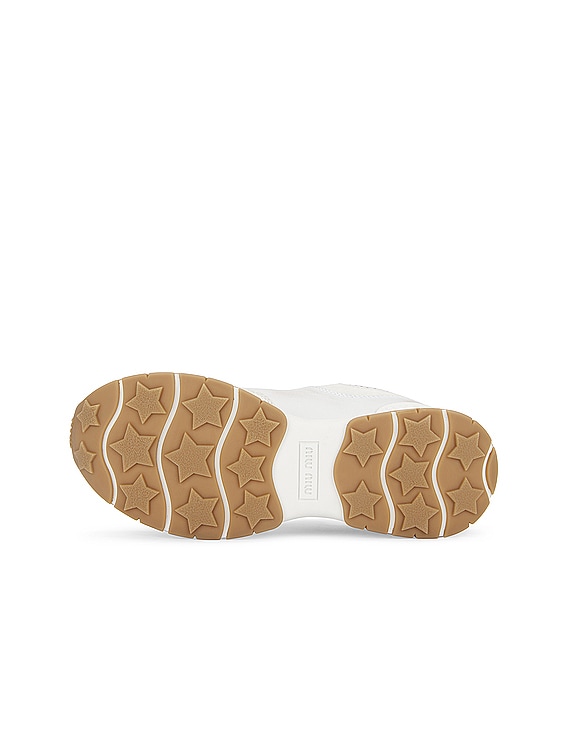 Miu Miu Leather Sneaker in Bianco | FWRD Miu Miu Leather Sneaker in Bianco | FWRD