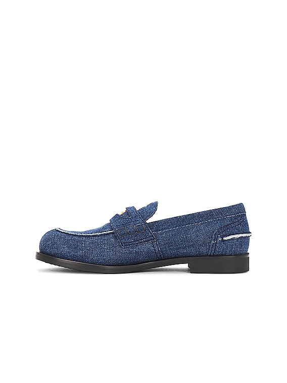 ローファー・オックスフォード MIU MIU Women Laced up Shoes 5E114EFD005D7C F0008 BLEU Blue Miu Miu Penny Loafer in Denim | FWRD