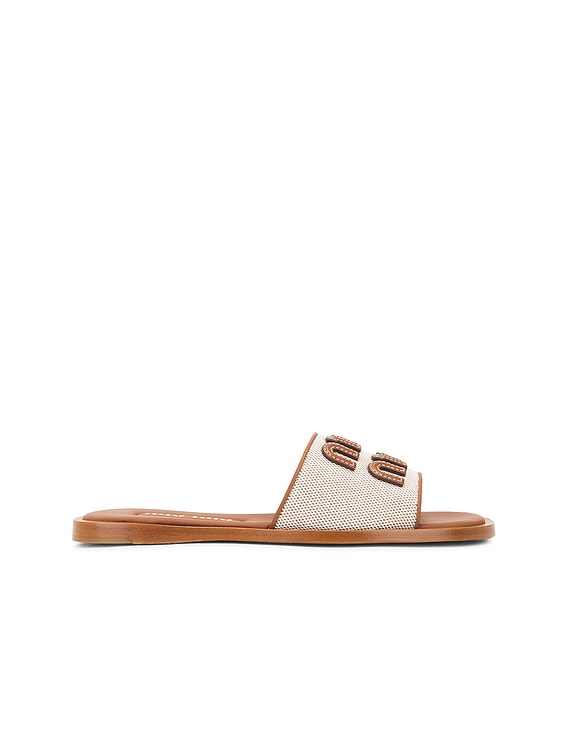 サンダル・ミュール MIU MIIU 5XX658_Q1D_F062F CANVAS SLIDES MIU MIIU 5XX658_Q1D_F062F CANVAS SLIDES (MiuMiu/サンダル