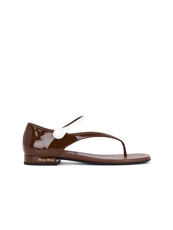 Miu Miu Thong Sandal in Palissandro & Bianco | FWRD