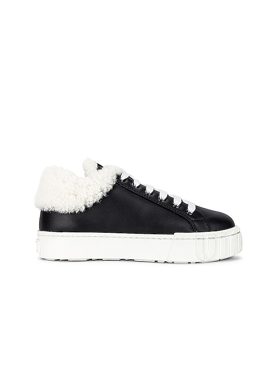 Miu Miu Lace Up Sneakers in Nero & Natural | FWRD