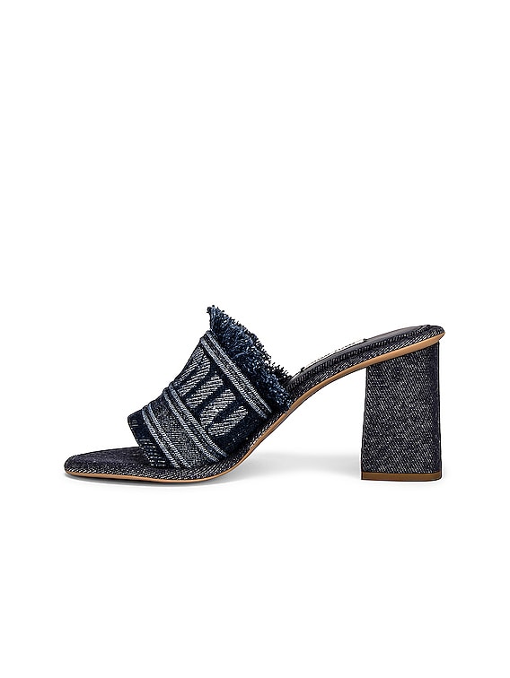 Miu Miu Denim Logo Mules in Bleu | FWRD