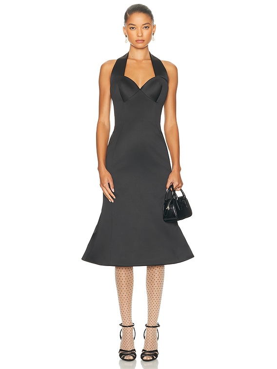 Marc Jacobs Sculpted Satin Halter Dress in Black