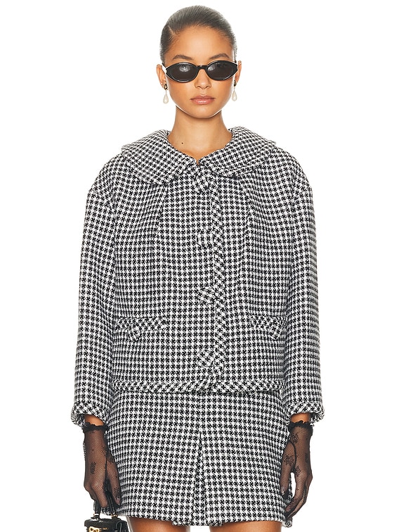 Marc Jacobs Gingham Tweed Jacket in Black Multi | FWRD