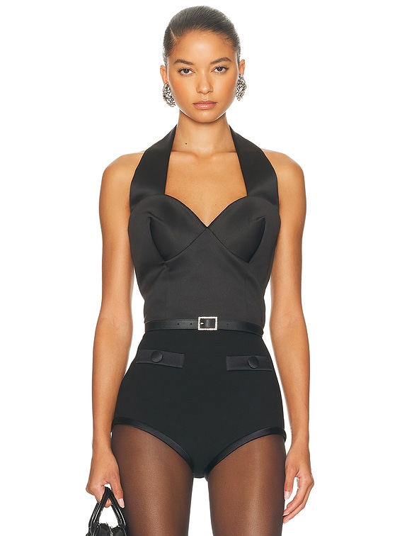 Marc Jacobs Sculpted Satin Halter Top in Black | FWRD