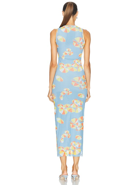 Moschino Jeans Umbrella Midi Dress in Multi Light Blue | FWRD