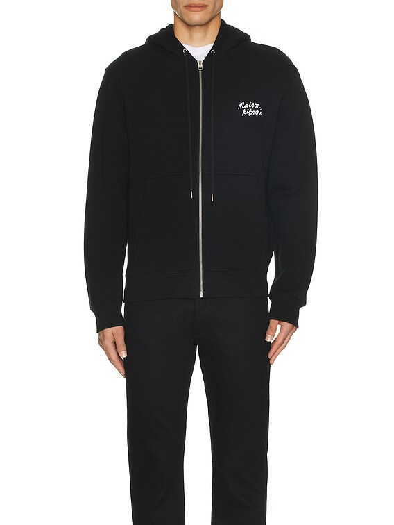 Maison Kitsune Handwriting Comfort Zipped Hoodie in Black
