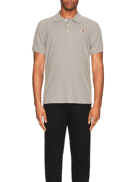 Maison Kitsune Fox Head Patch Classic Polo in Grey Melange | FWRD