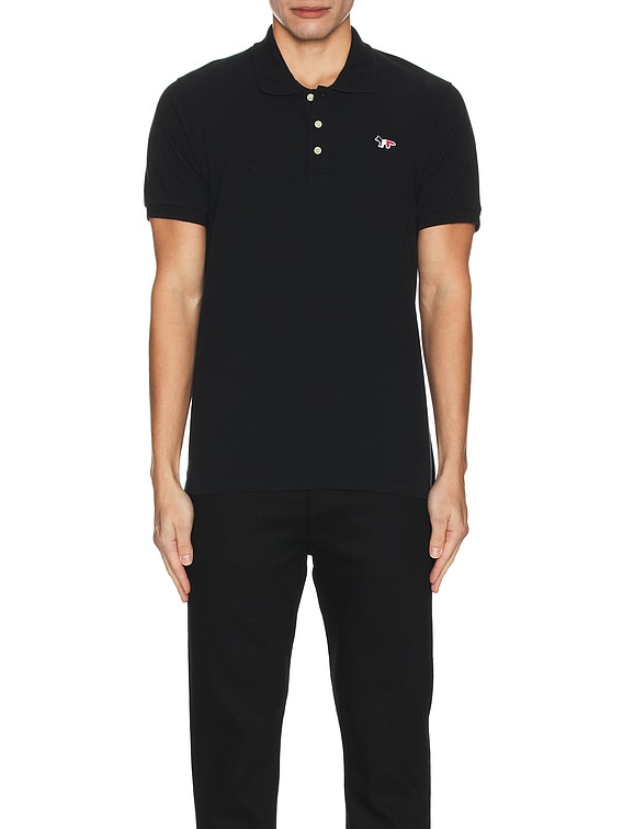 Maison Kitsune Tricolor Fox Patch Polo in Black | FWRD