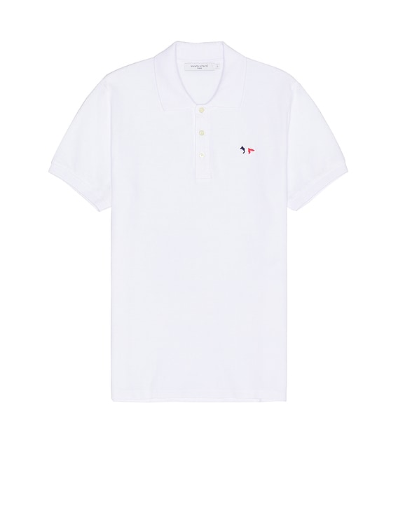 Maison Kitsune Tricolor Fox Patch Polo in White | FWRD