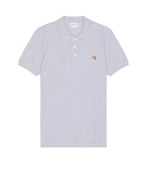 Maison Kitsune Fox Head Patch Regular Polo in Light Grey Melange