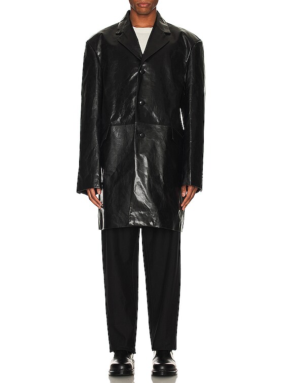 MM6 Maison Margiela Paper Leather Coat in Black | FWRD MM6 Maison Margiela Paper Leather Coat in Black | FWRD