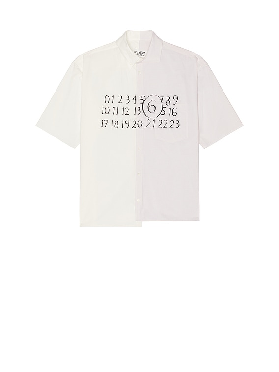 MM6 Maison Margiela Button Down Numbers Shirt in Off White