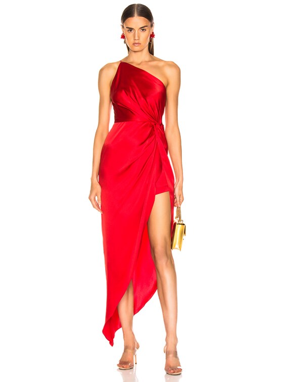 Michelle Mason for FWRD Twist Knot Gown in Red | FWRD