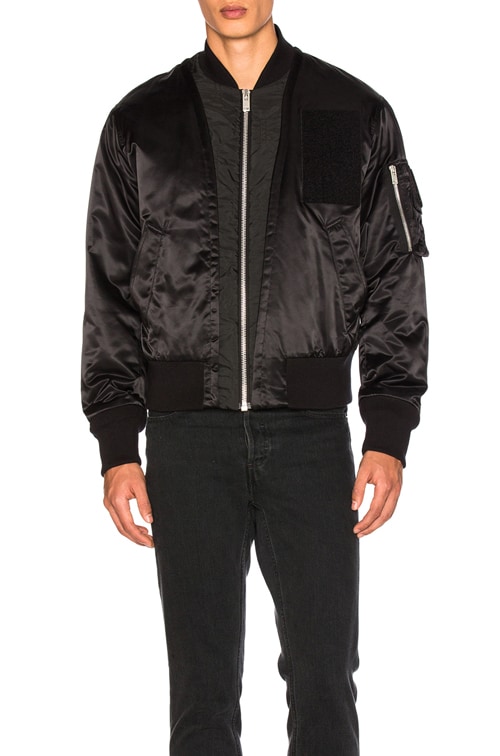 Maison Margiela Nylon Satin Bomber Jacket in Black | FWRD