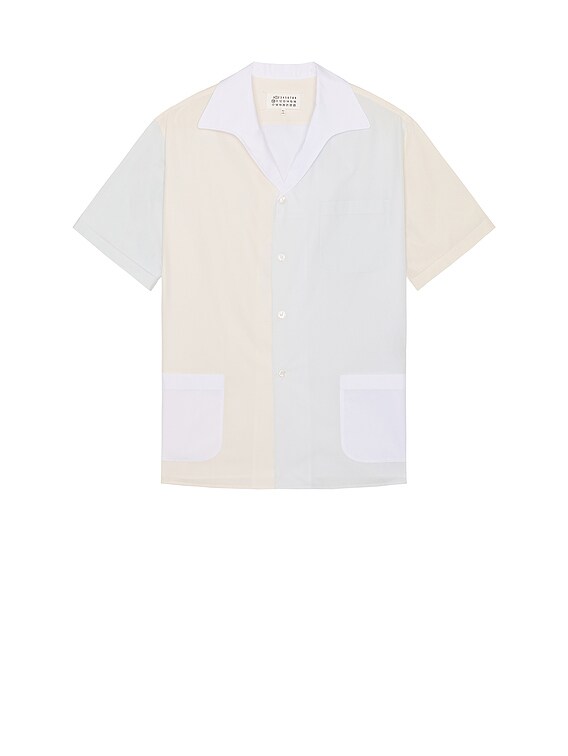 mmm♡ maisonmarelle Maison Margiela Short-Sleeved Shirt in White, Cream, & Light
