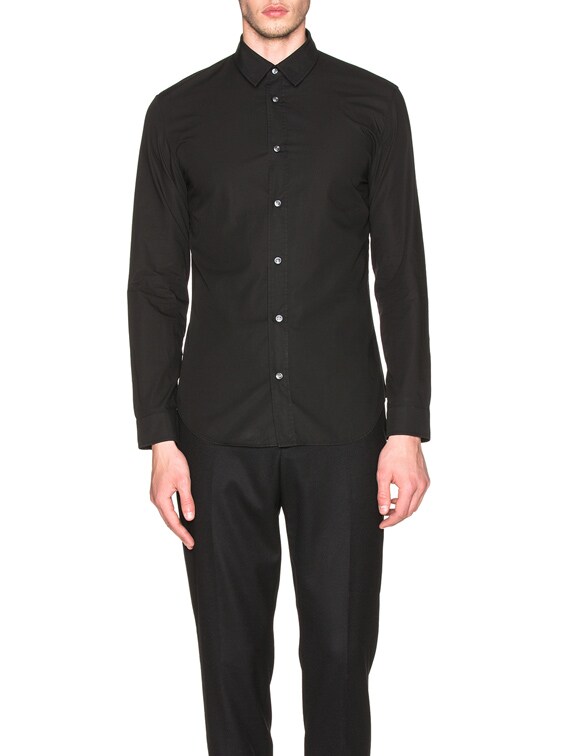 Maison Margiela Slim Fit Garment Dyed Shirt in Black | FWRD