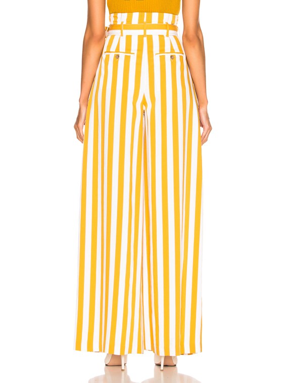 white and yellow striped pants