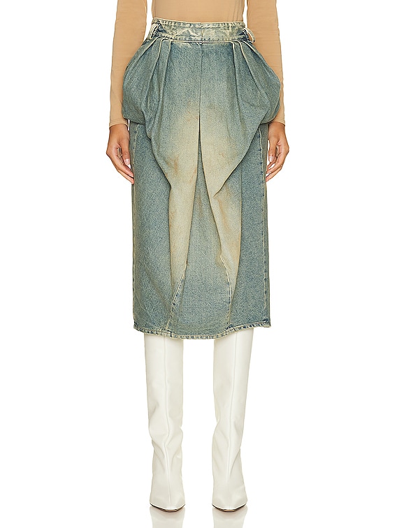 Maison Margiela Denim Midi Skirt in Dirty Wash | FWRD