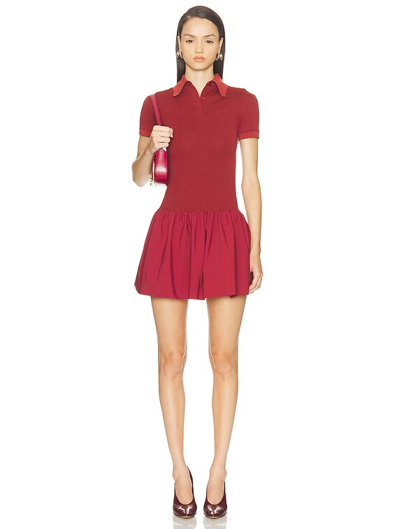 bubble dress burgundy Halter Bubble-Hem Mini Dress