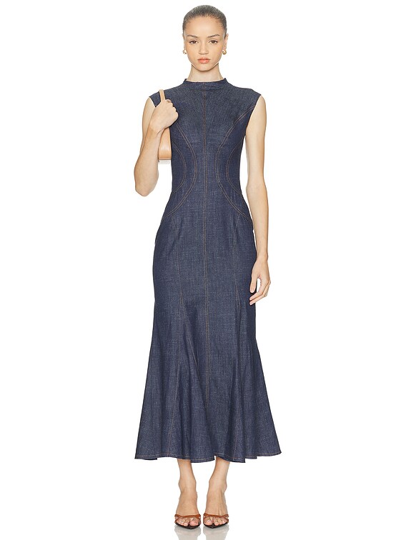 Mimchik Denim Dress in Indigo | FWRD Mimchik Denim Dress in Indigo | FWRD