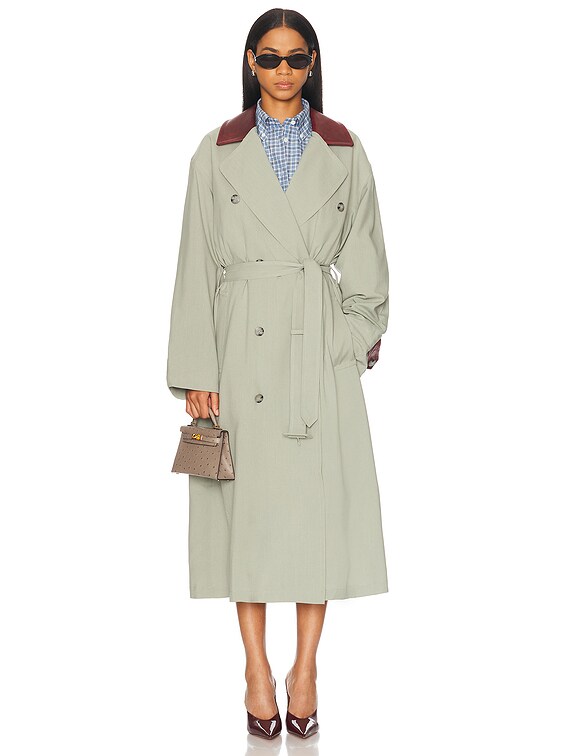 Mimchik Slouchy Trench Coat in Seafoam | FWRD