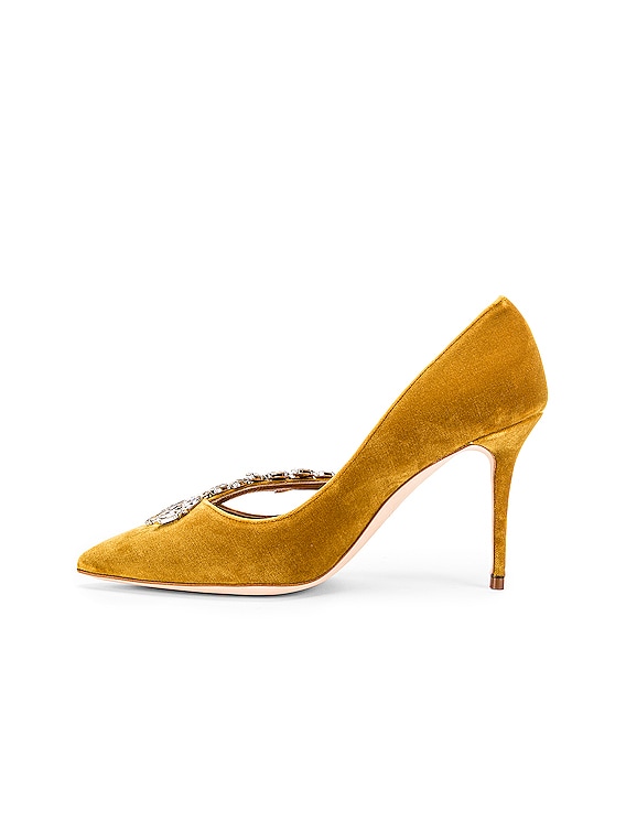 gold velvet heels
