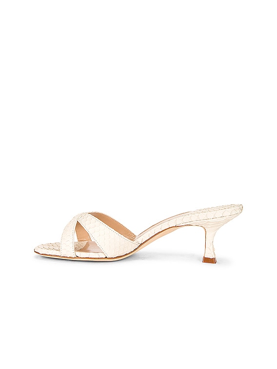 Manolo Blahnik Calla 50 Snake Mule in Cream | FWRD