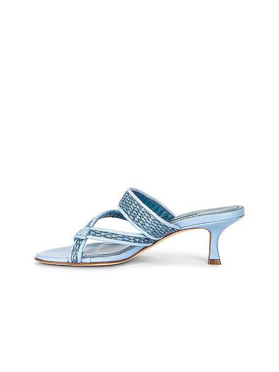 Manolo Blahnik>>プルメナ 装飾サテンサンダル マノロブラニクサテンサンダル