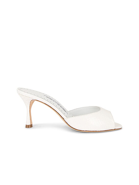 Manolo Blahnik Jada 70 Mule in White | FWRD