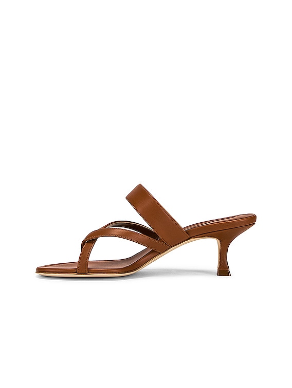 Manolo Blahnik Susa 50 Leather Sandal in Brown | FWRD