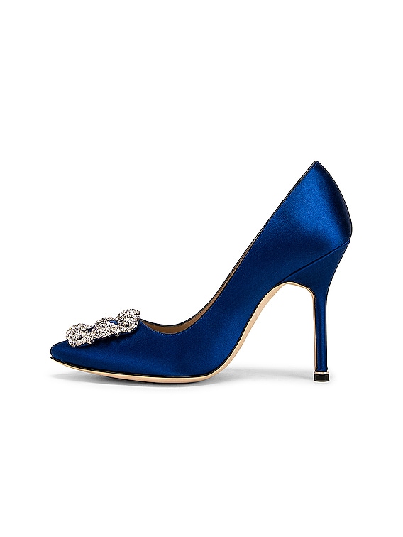 Manolo Blahnik Hangisi 105 Satin Heel in Bright Blue | FWRD